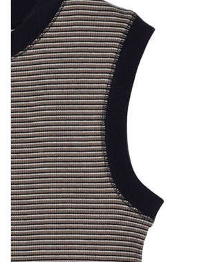 AMERICAN HOLIC ミジンボーダーノースリーブカットプルオーバー Navy