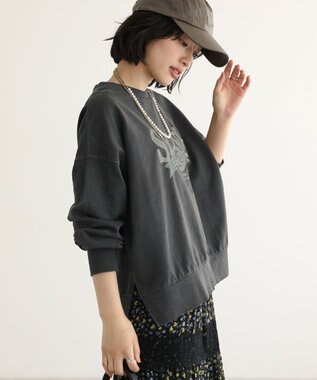 Green Parks アソートカレッジロゴ裏毛プルオーバー Charcoal Gray