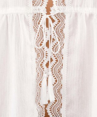 San-ai Resort（三愛水着楽園） 楊柳×レース　羽織り　F【San-ai Resort（サンアイリゾート）】 ホワイト