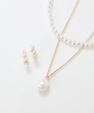 Phoebe 〈オンワード限定セット〉クラスパールライトフィットイヤリング×クラシカルパール2連ネックレス