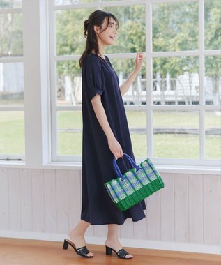 Tiaclasse 【洗える・XSサイズ】裾切替マーメイドフレアワンピース ネイビー