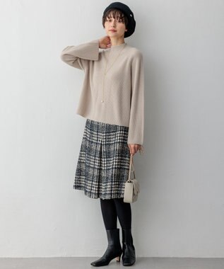 23区 【洗える】ラメウール ハイネック ニット ベージュ系