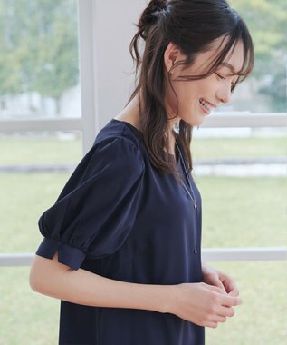 Tiaclasse 【洗える・XSサイズ】裾切替マーメイドフレアワンピース ネイビー