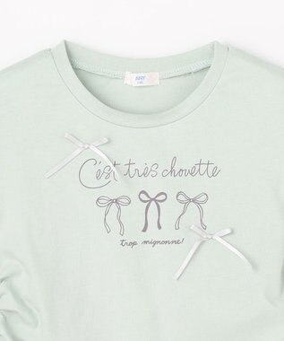 ANY KIDS 【洗濯機可能】ドロスト 裾リボンTシャツ ミント