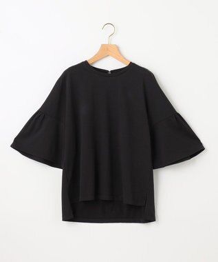 組曲 【汗ジミ防止・撥水】GIZAプレーティング天竺 袖フレア Tシャツ ブラック系