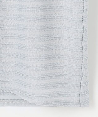 組曲 L 【WEB限定】ボーダージャガード タック袖ブラウス ダスティブルー系