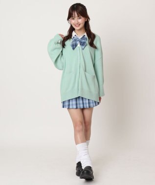 WEGO 【SCHOOL ITEM】ニットカーディガン ライム