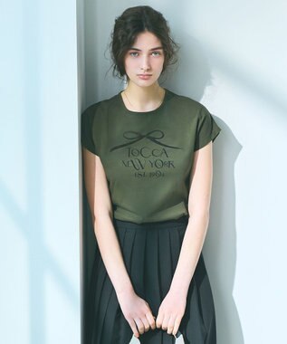 TOCCA 【接触冷感・UV90%以上カット・洗える】DANCING RIBBON Tシャツ カーキ系