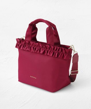 TOCCA 【ショルダー取り外し可能】FRILL GARLAND NYLONTOTE  トートバッグ レッド系