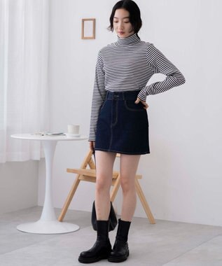 WEGO 台形デニムミニスカート デニム濃色