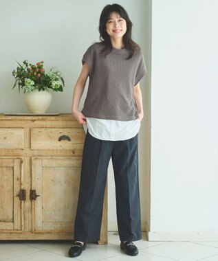 ANY 【洗濯機可】フレンチスリーブニットソー モカ