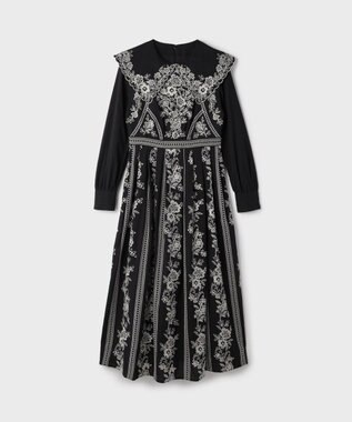 GRACE CONTINENTAL パターン刺繍ワンピース ブラック