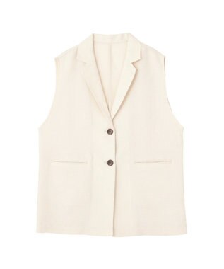 Green Parks メッシュフレンチスリーブジレ Ivory