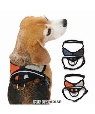 PET PARADISE ヘッドインハーネス  【ＳＭ】 オレンジ / ブルー 【中型犬】 オレンジ×グレー
