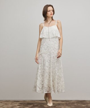 GRACE CONTINENTAL チュールレースロングワンピース ホワイト