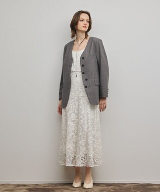 GRACE CONTINENTAL チュールレースロングワンピース ホワイト