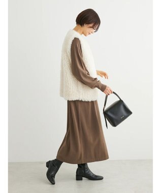 Green Parks もちやわ　ハイゲージニットワンピース Brown