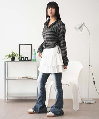 WEGO 【ウエストゴム】カットフリルスカパン ホワイト