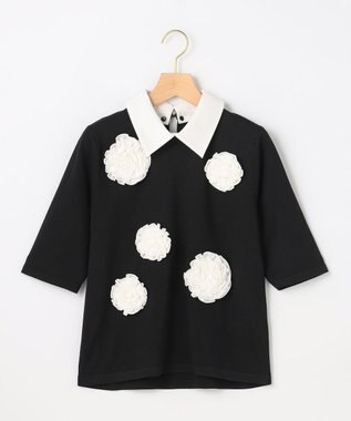 組曲 【組曲×setsuko sagittaire】ボンボンフラワー襟付き ニット