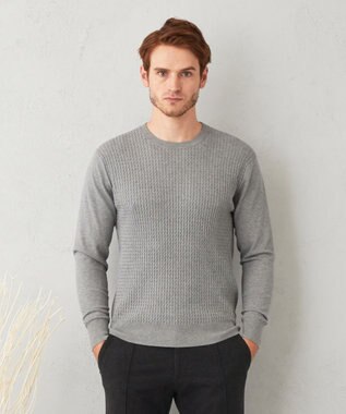 JOSEPH ABBOUD 【新色追加】チクチクしない SNOWYクルーネックニット ライトグレー系
