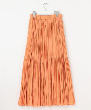 自由区 【接触冷感・洗える】ハンドワッシャープリーツ スカート オレンジ
