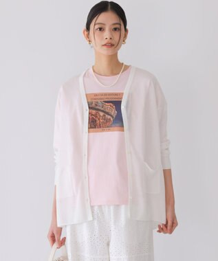 組曲 シアーニットVネック カーディガン ホワイト系