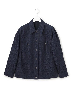 ICB L 【洗える】リーフラッセルレース ジャケット ネイビー系