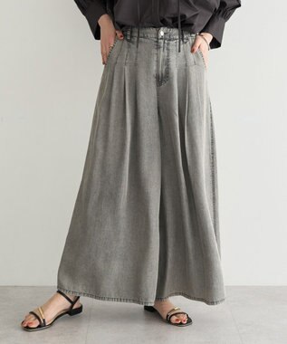 YECCA VECCA バイオ加工ヴィンテージデニムワイドパンツ Gray