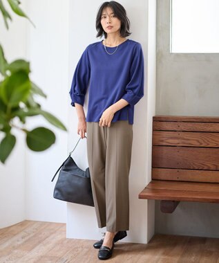 ANY L 【洗濯機可/ウエストゴム/２ＷＡＹストレッチ】テーパードパンツ モカ