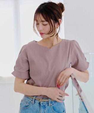 Tiaclasse 【UVケア・接触冷感】“あまラク” ハートネックカットソートップス ピンクモカ