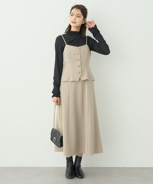 earth music&ecology ペプラムジレジャンドレ Beige