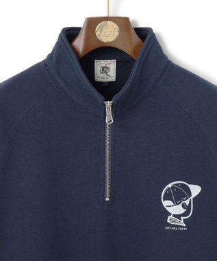 J.PRESS MEN 【AaronChang】【UNISEX】ワンポイントハーフジップ スウェットシャツ ネイビー系