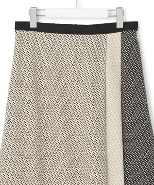 23区 【洗える】ジオメトリックパネルプリント スカート ブラック系