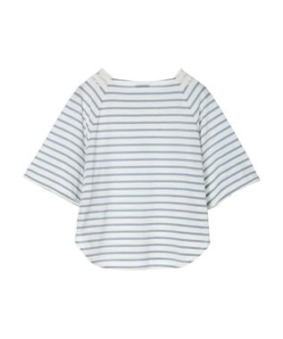 earth music&ecology 襟レースボーダーポンチョ Sax