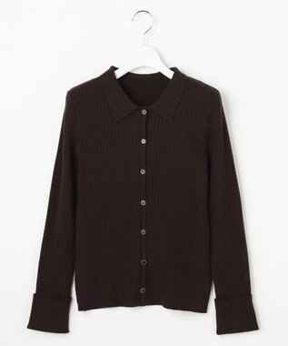 ANY SIS S CICA加工 襟デザイン ニット ブラウン