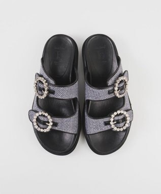 BONTRE 【LucaGrossi/ルカグロッシ】ビジュー厚底ラフィアサンダル/ L116S-VS ブラック