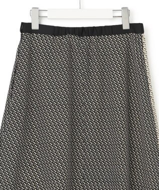 23区 【洗える】ジオメトリックパネルプリント スカート ブラック系