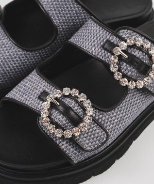 BONTRE 【LucaGrossi/ルカグロッシ】ビジュー厚底ラフィアサンダル/ L116S-VS ブラック