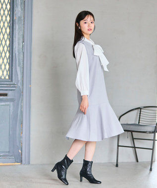 Feroux パール付きダンボール ジャンパースカート スカイブルー系