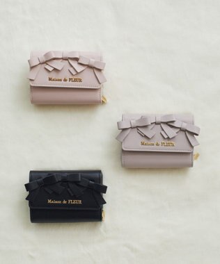 Maison de FLEUR ガーリーリボンウォレット Black