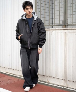 WEGO 【ユニセックス着用ITEM】パテッドフードMA－1 ブラック