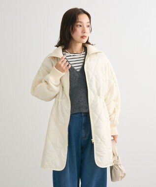 Green Parks リブスタンドキルティングコート Ecru
