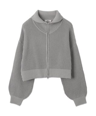 WEGO ダブルジップショートニットブルゾン グレー