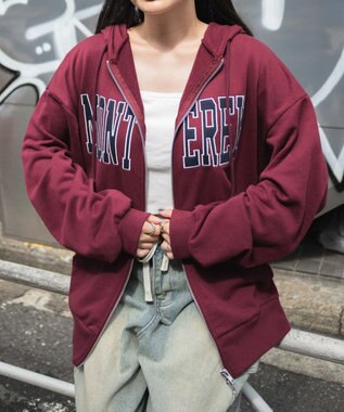 WEGO ロゴWジップビッグパーカー ワイン