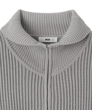 WEGO ダブルジップショートニットブルゾン グレー