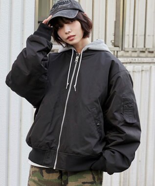 WEGO 【ユニセックス着用ITEM】パテッドフードMA－1 ブラック