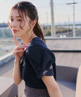 Tiaclasse 【UVケア・接触冷感】“あまラク” ハートネックカットソートップス ネイビー