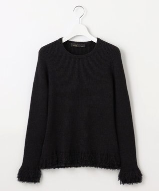 自由区 【PREMIUM KNIT COLLECTION】フリンジリブ ニット ブラック