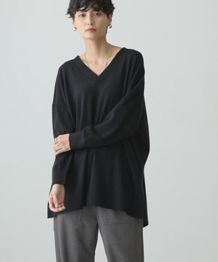 AMERICAN HOLIC バイパチＶネックロングニットプルオーバー Black