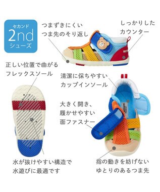 MIKI HOUSE HOT BISCUITS 【13-17cm】ダブルラッセル 水抜けサンダル マルチカラー